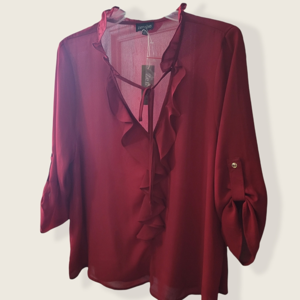 Ruffles front Burgundy Tunic Top